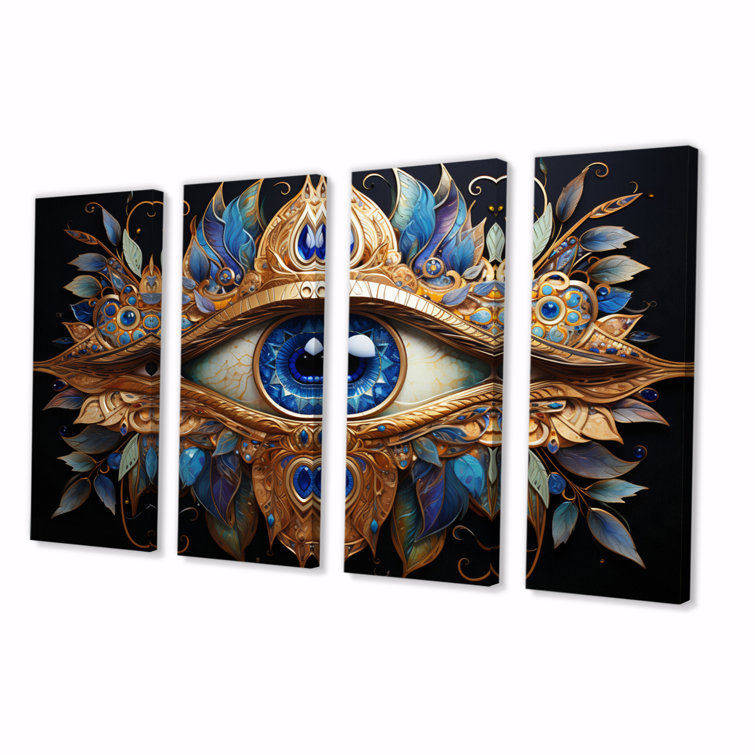 Trinx " Judaism Hamsa Blessings Eye II " 4 Pieces on Canvas Wayfair